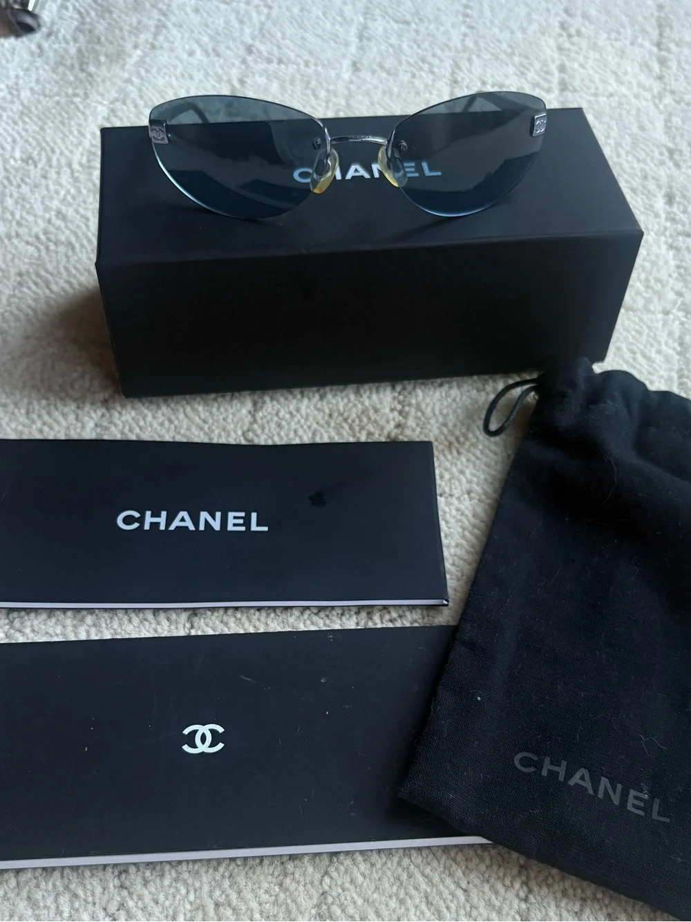 CHANEL Men’s Round Sunglasses - Black Frame with Blue Lenses